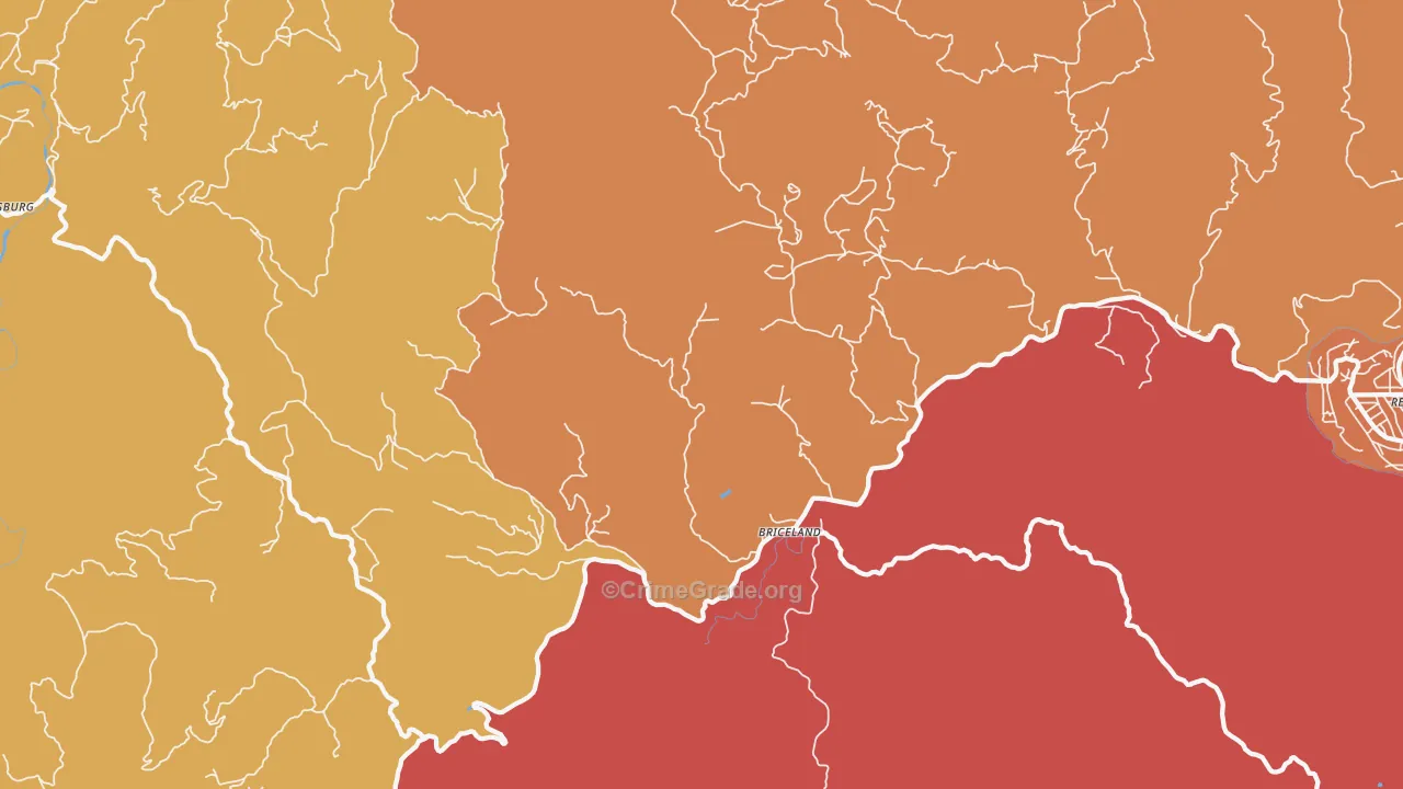 Briceland, CA Map of Burglary Rates