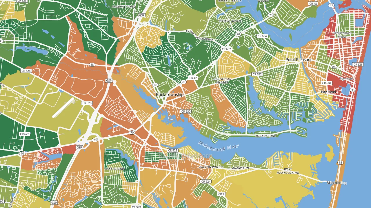Brick, NJ Map of Burglary Rates