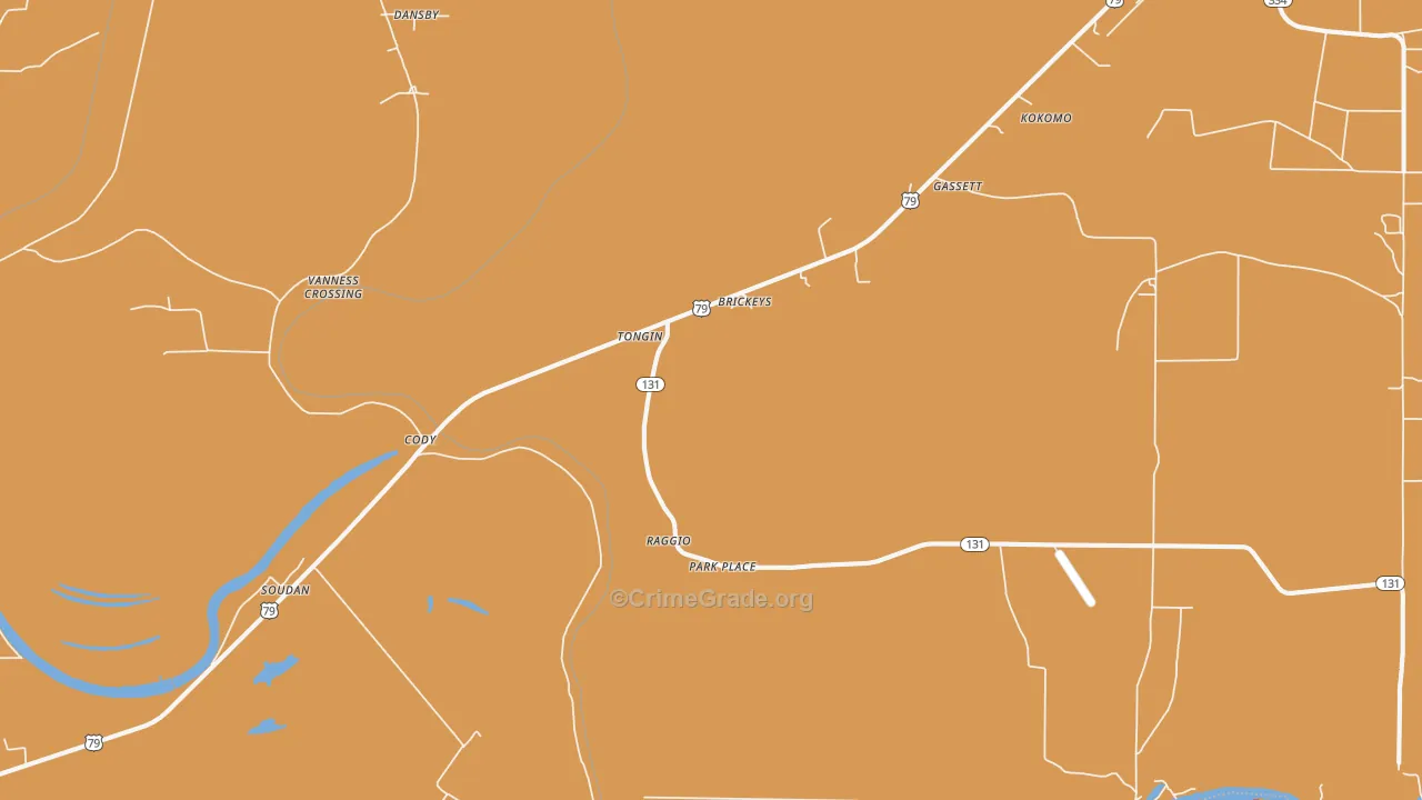 Brickeys, AR Map of Burglary Rates