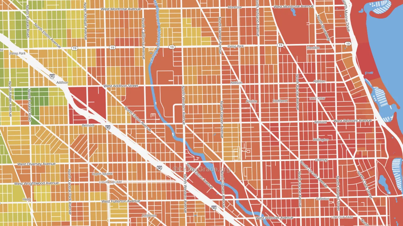 Bricktown, Chicago, IL Map of Burglary Rates
