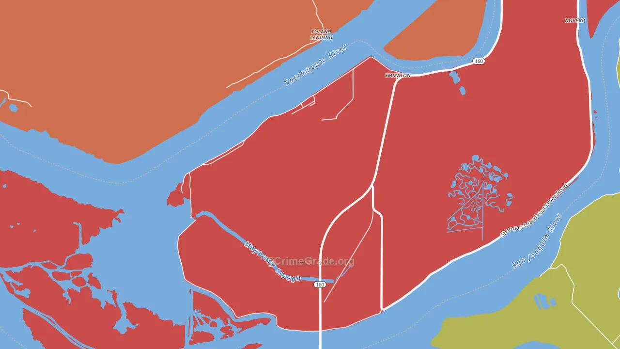 Bridgehead, CA Map of Burglary Rates