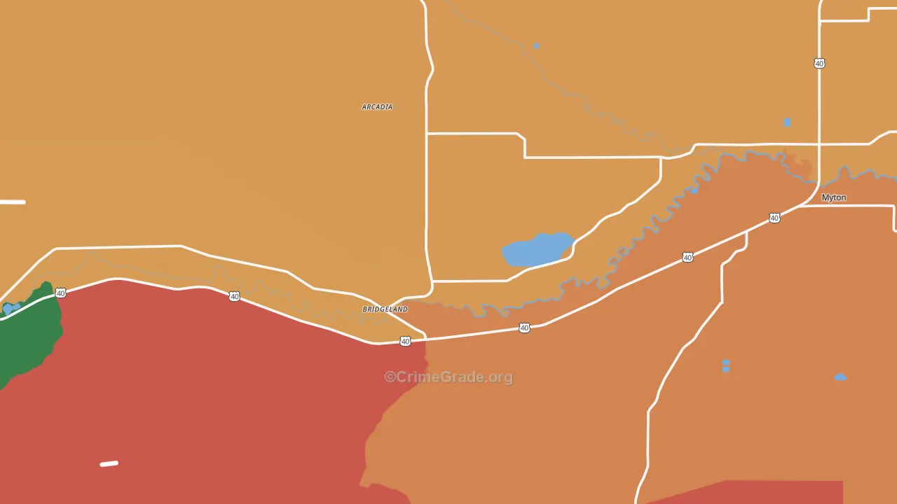 Bridgeland, UT Map of Burglary Rates