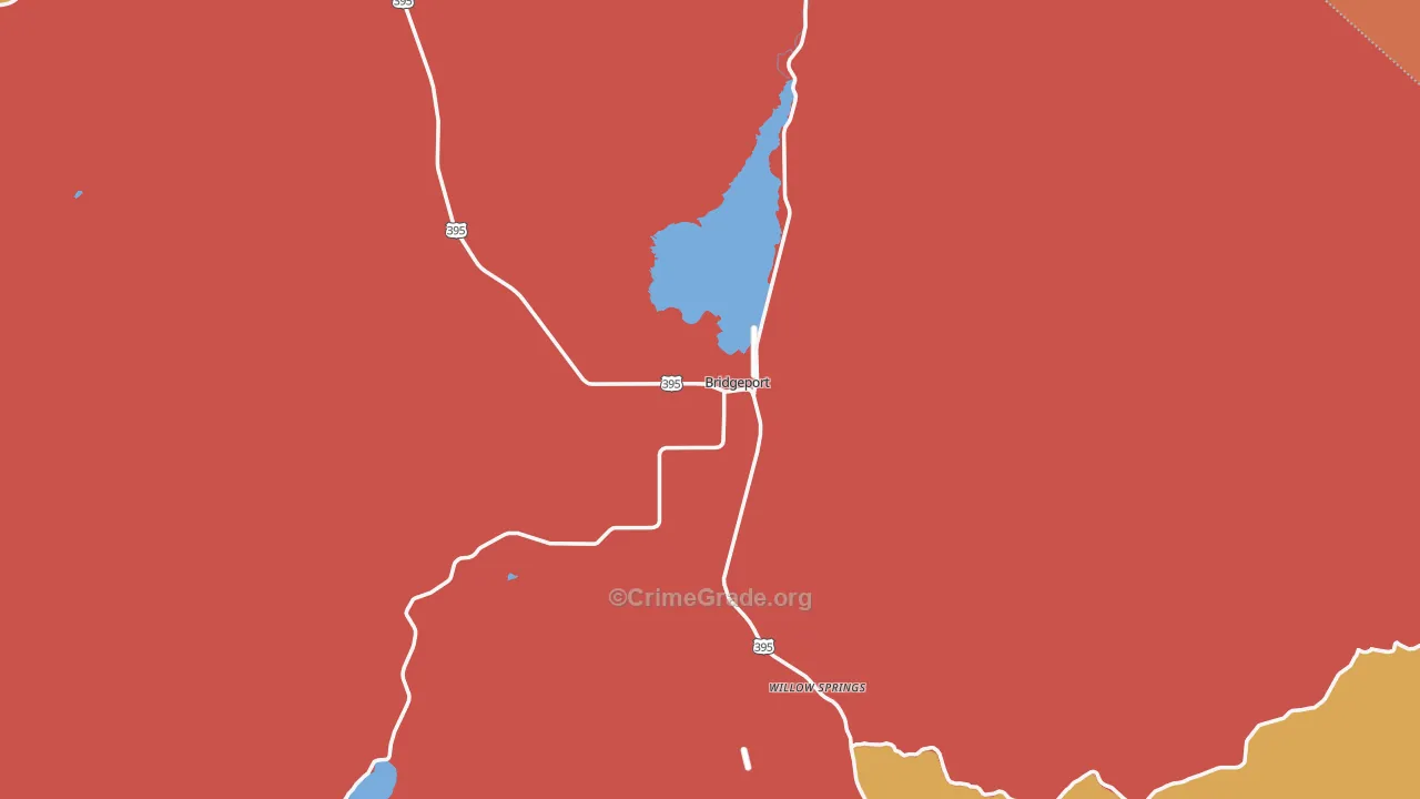 Bridgeport, CA Map of Burglary Rates