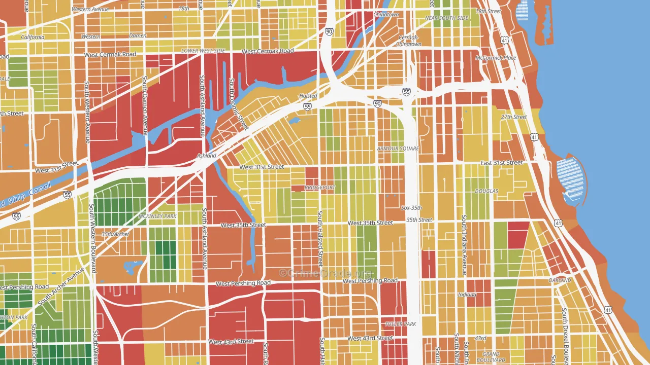 Bridgeport, Chicago, IL Map of Burglary Rates