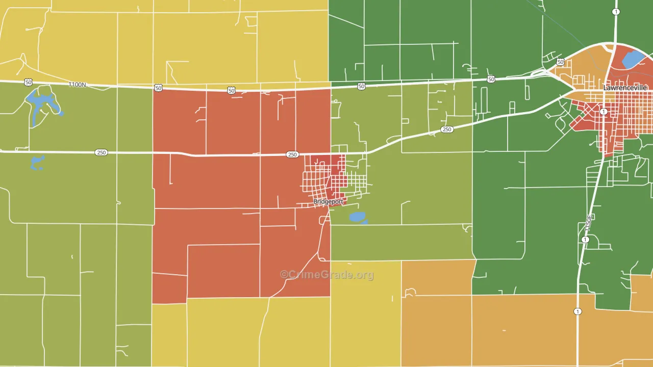 Bridgeport, IL Map of Burglary Rates