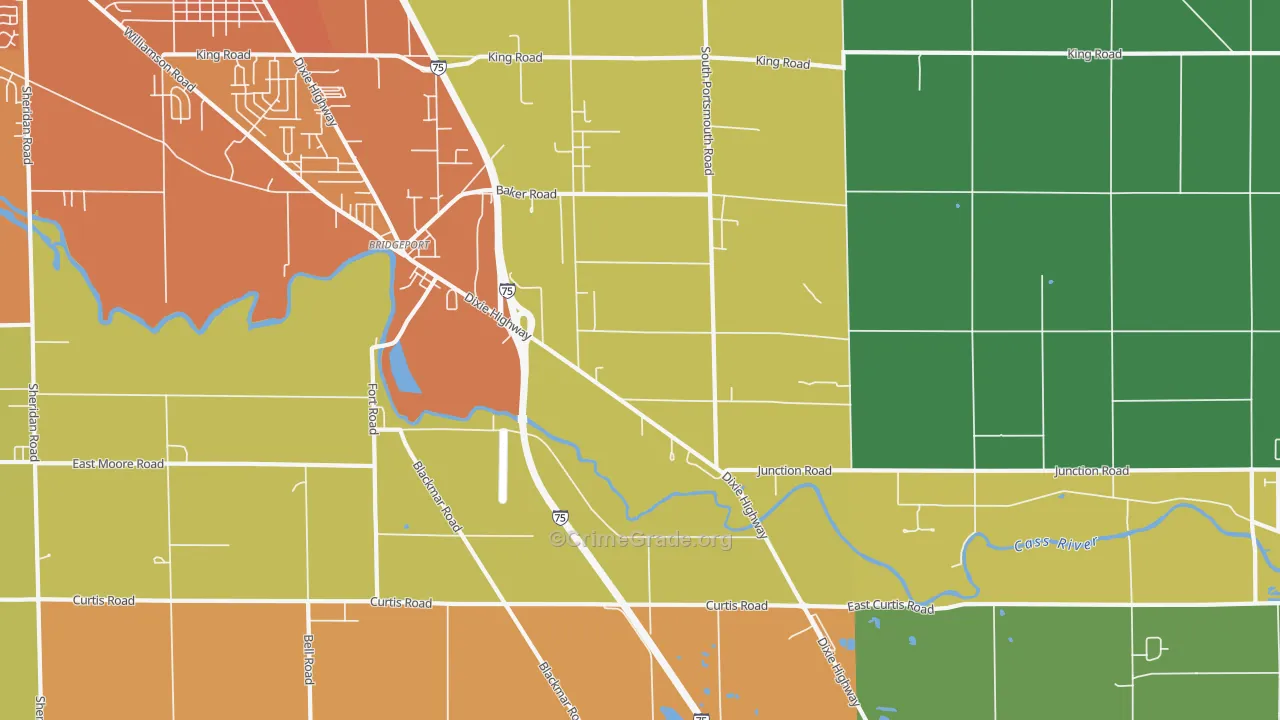 Bridgeport, MI Map of Burglary Rates