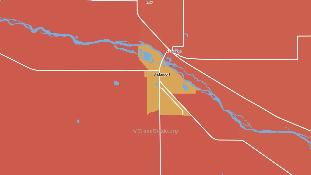 Bridgeport, NE Map of Burglary Rates