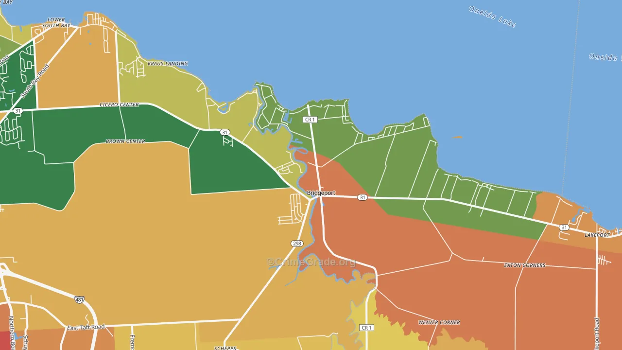 Bridgeport, NY Map of Burglary Rates