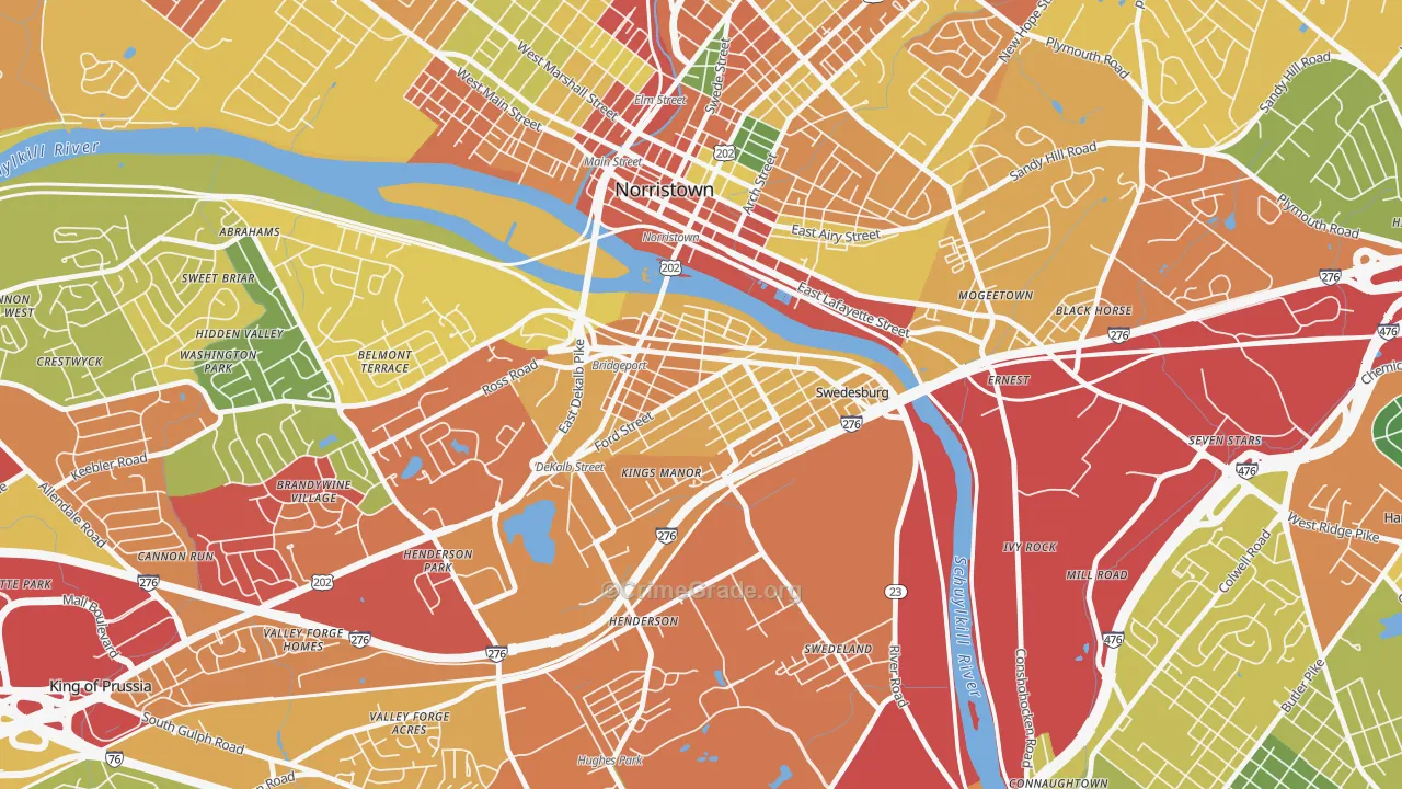 Bridgeport, PA Map of Burglary Rates