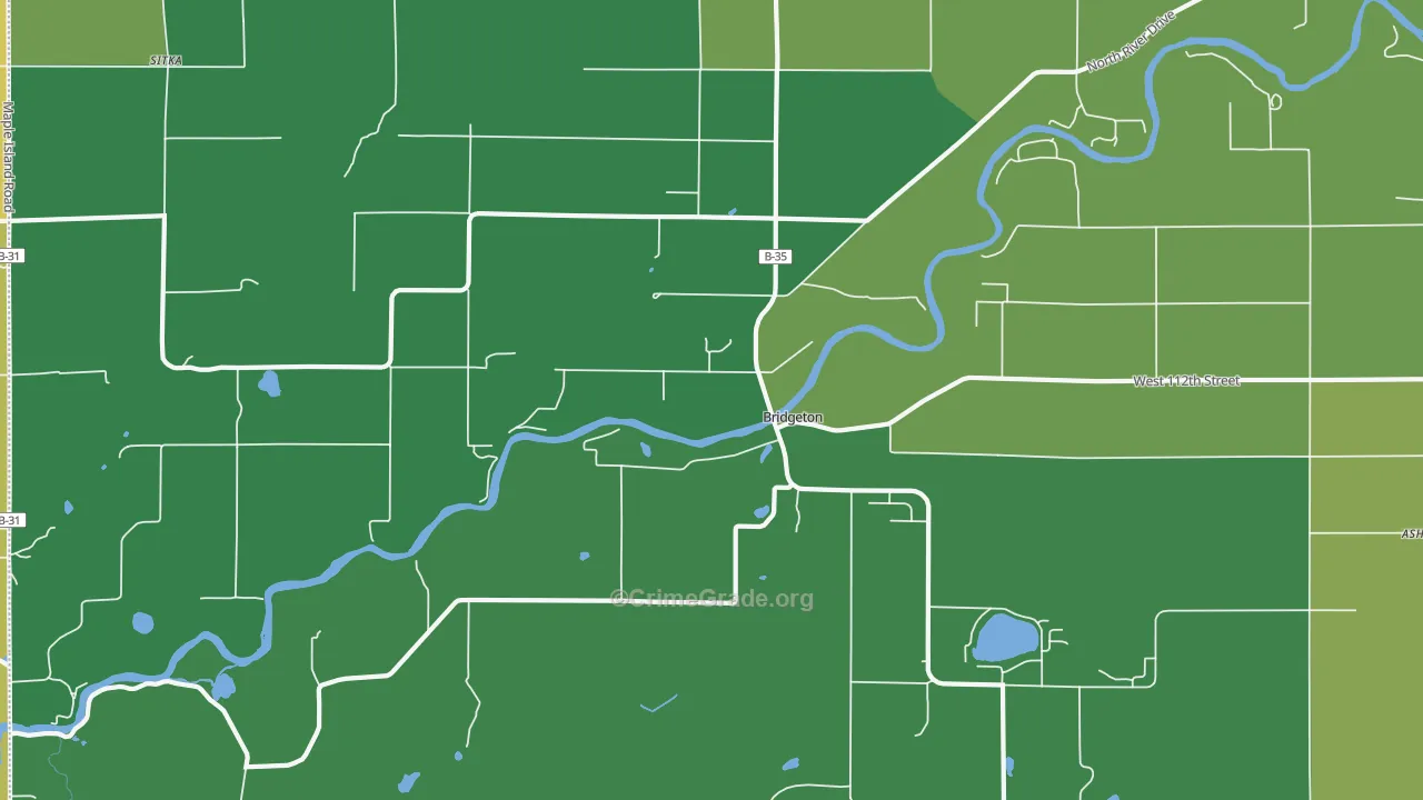 Bridgeton, MI Map of Burglary Rates