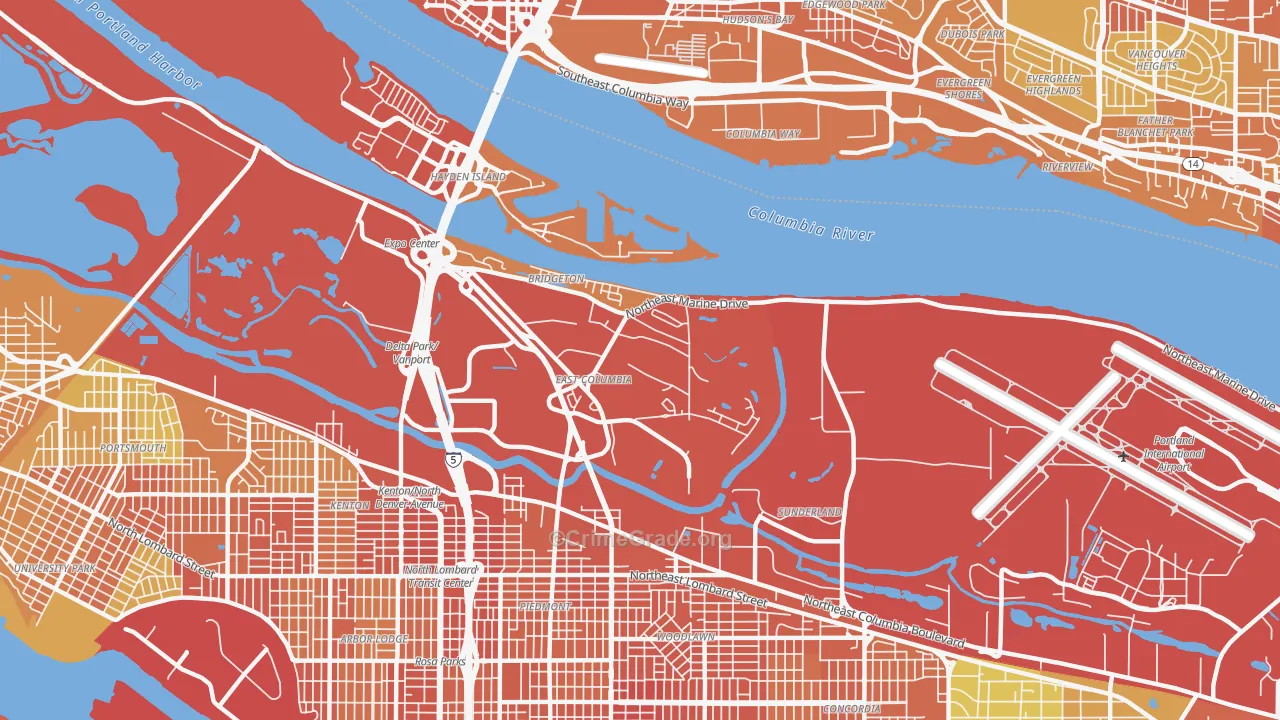 Bridgeton, Portland, OR Map of Burglary Rates