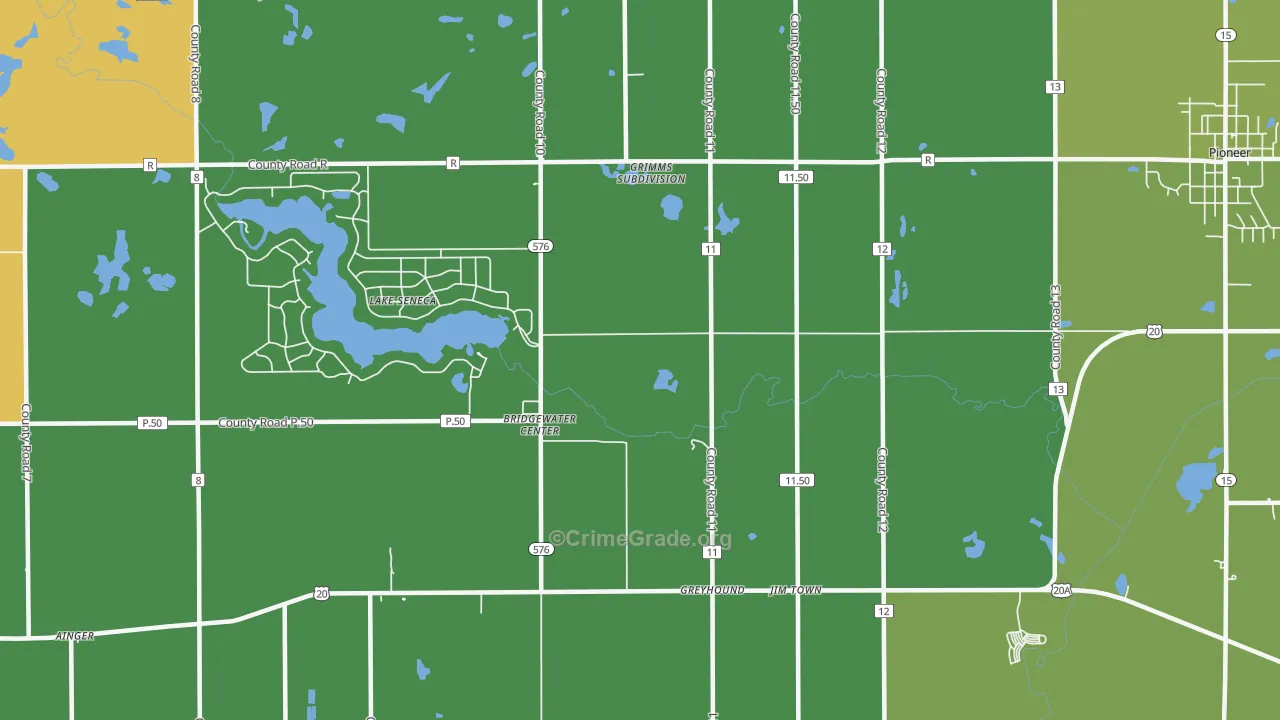 Bridgewater Center, OH Map of Burglary Rates