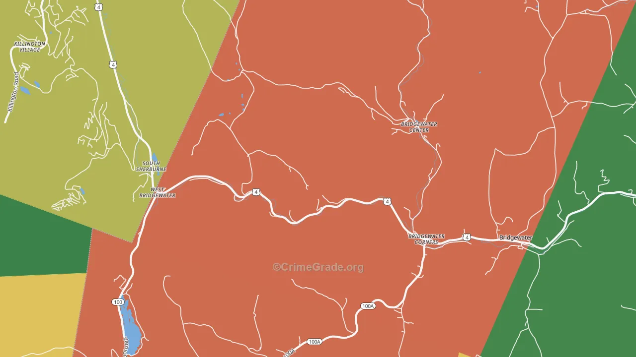 Bridgewater Corners, VT Map of Burglary Rates