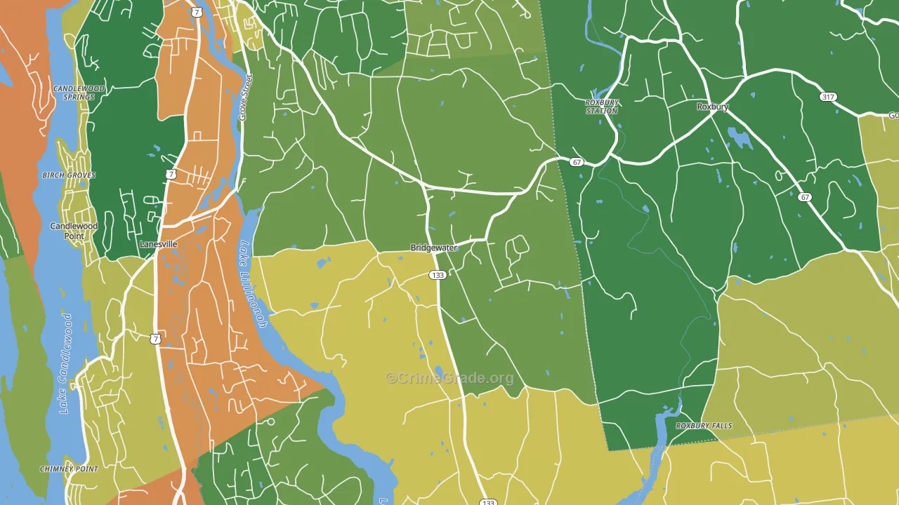 Bridgewater, CT Map of Burglary Rates