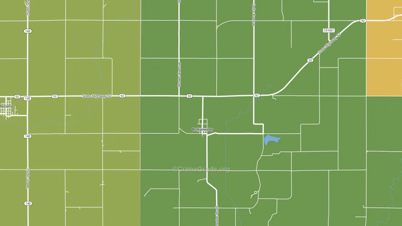 Bridgewater, IA Map of Burglary Rates