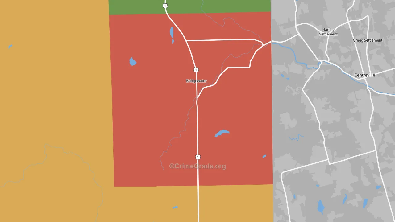 Bridgewater, ME Map of Burglary Rates