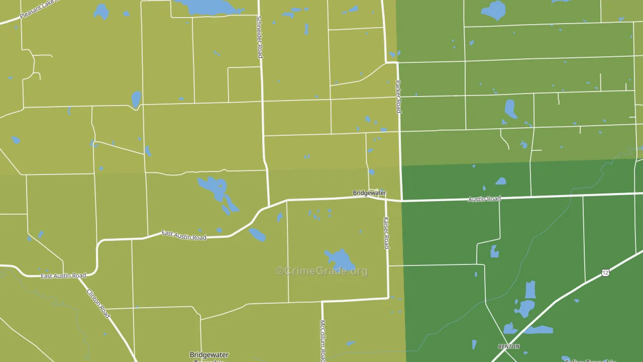 Bridgewater, MI Map of Burglary Rates