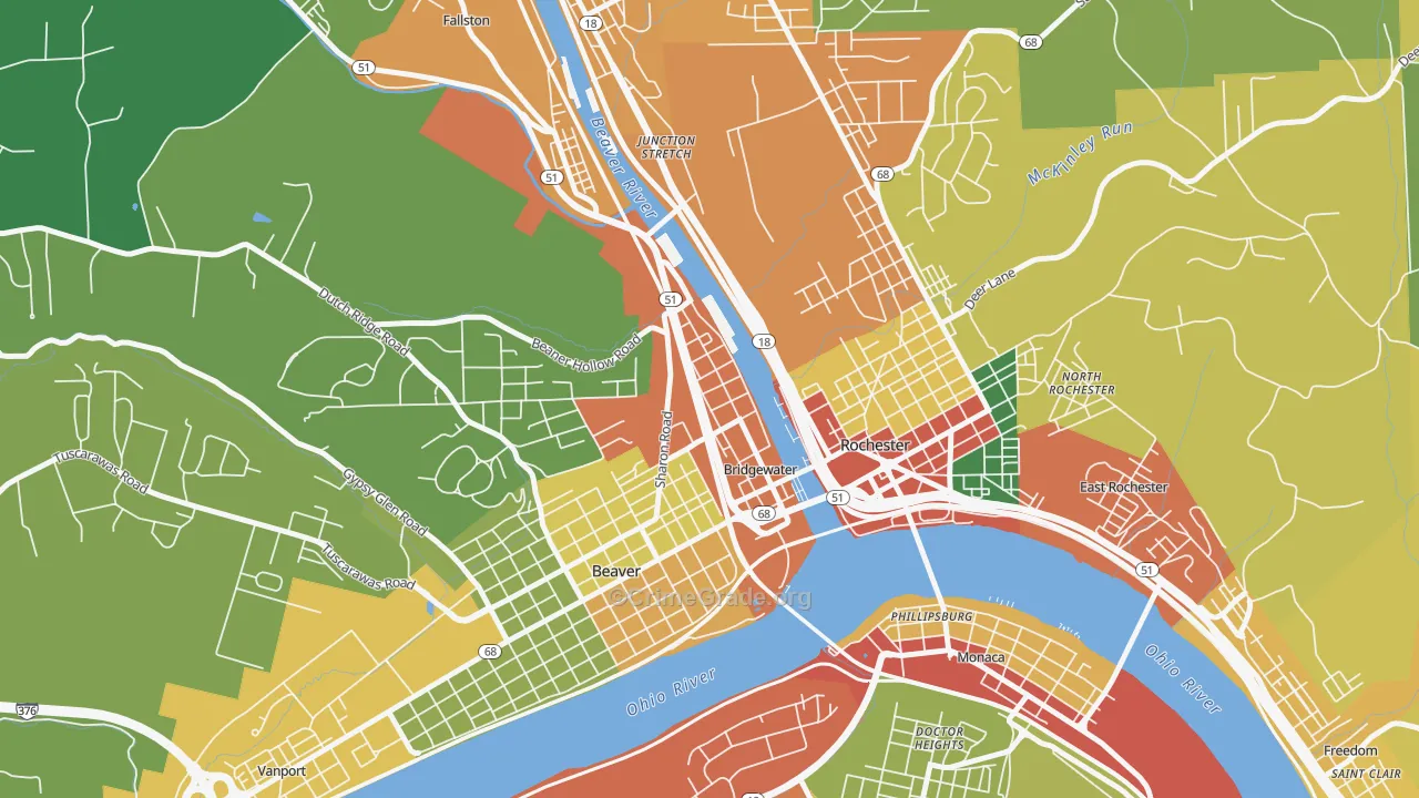 Bridgewater, PA Map of Burglary Rates