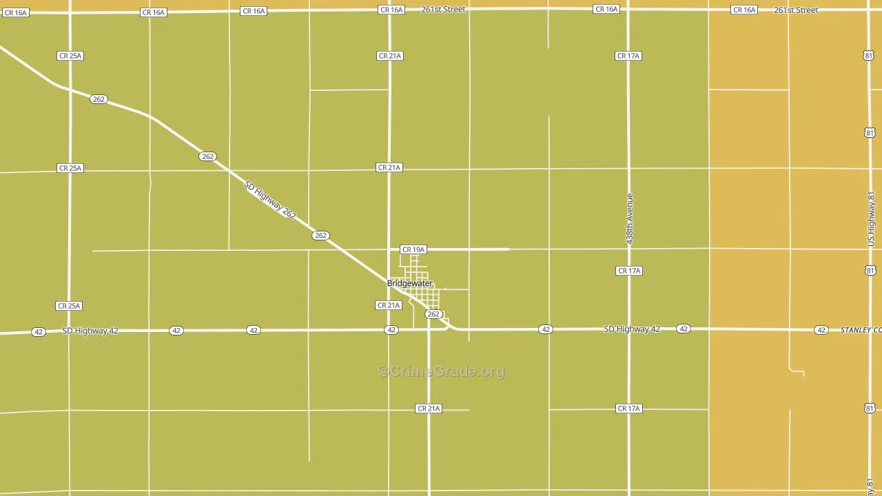 Bridgewater, SD Map of Burglary Rates