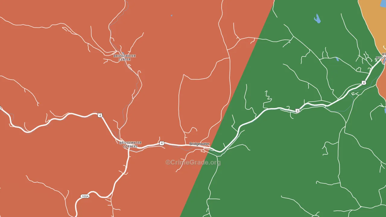 Bridgewater, VT Map of Burglary Rates