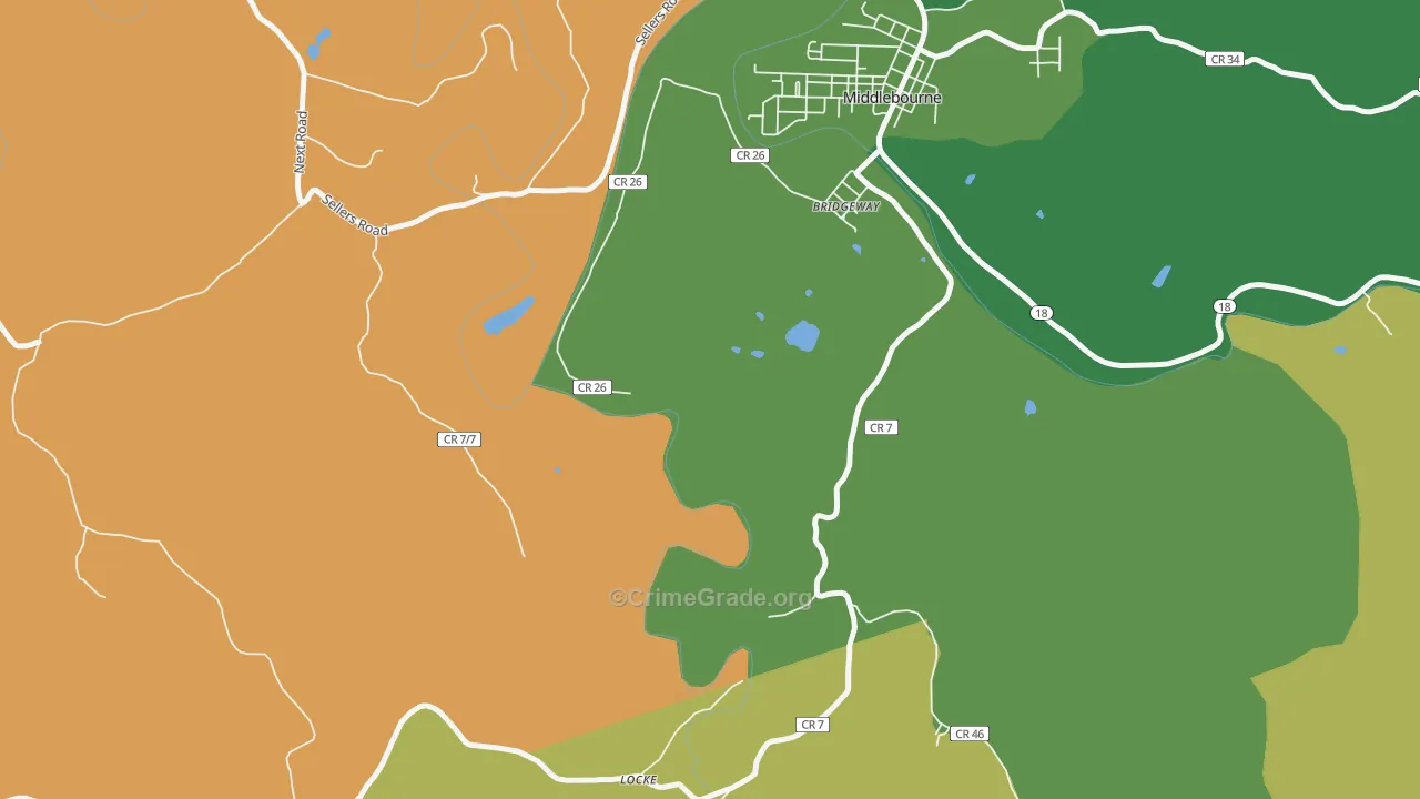 Bridgeway, WV Map of Burglary Rates