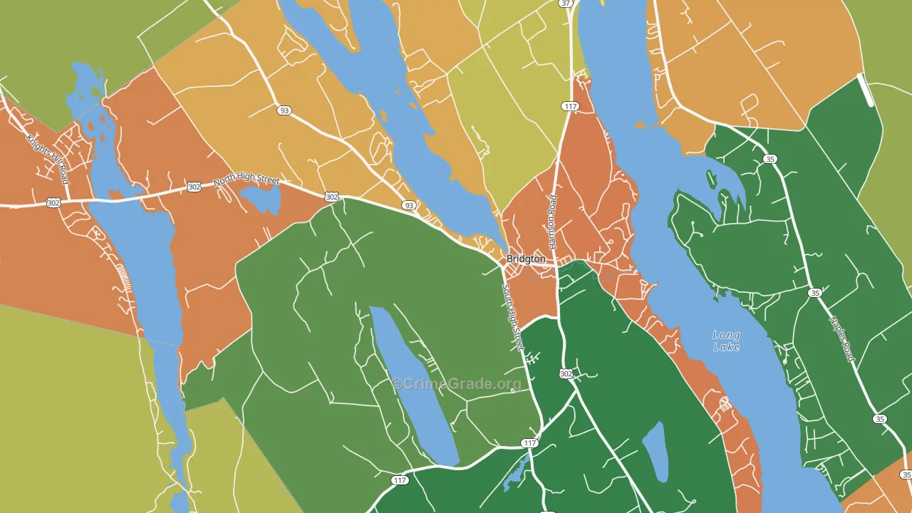 Bridgton, ME Map of Burglary Rates