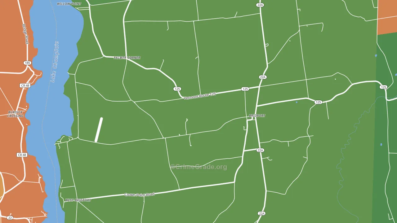 Bridport, VT Map of Burglary Rates