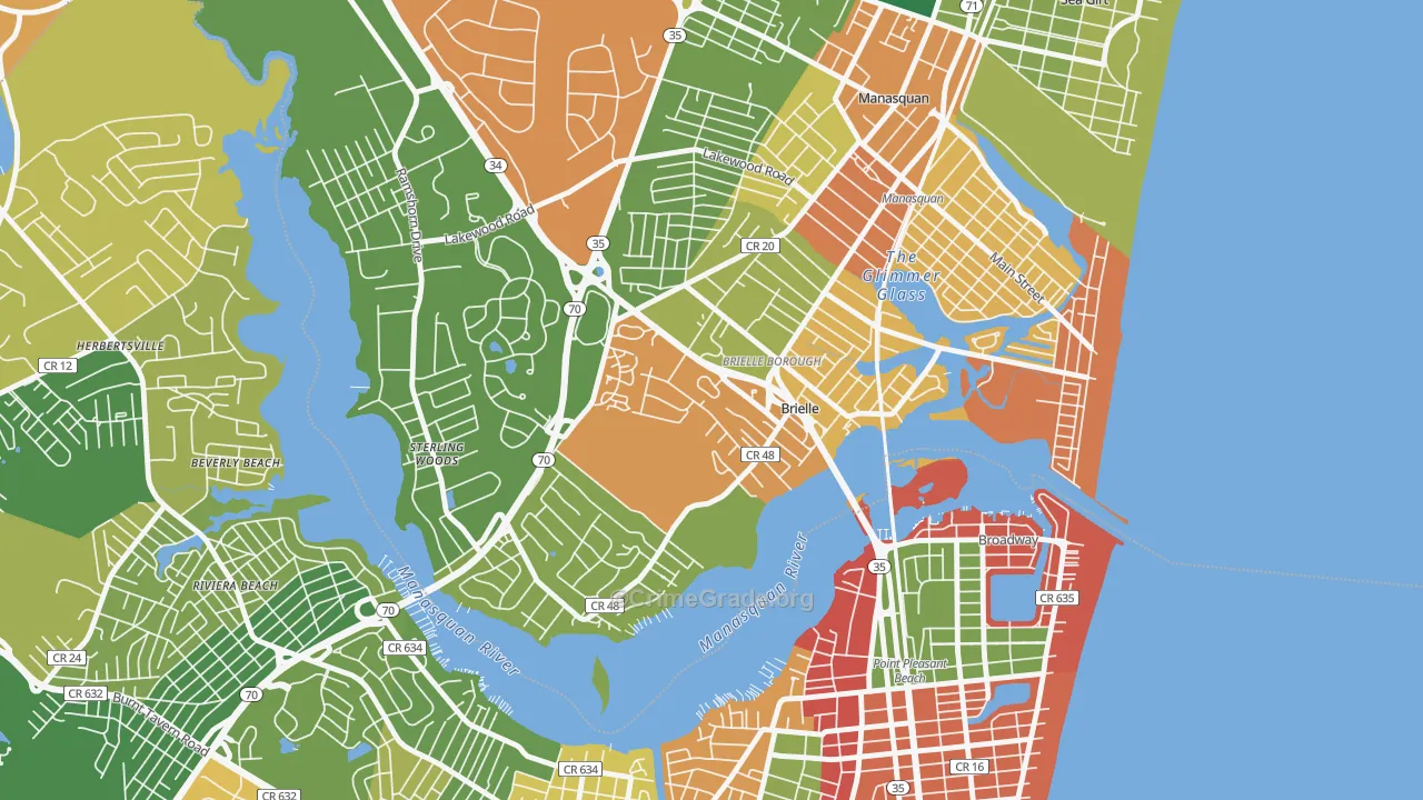 Brielle, NJ Map of Burglary Rates