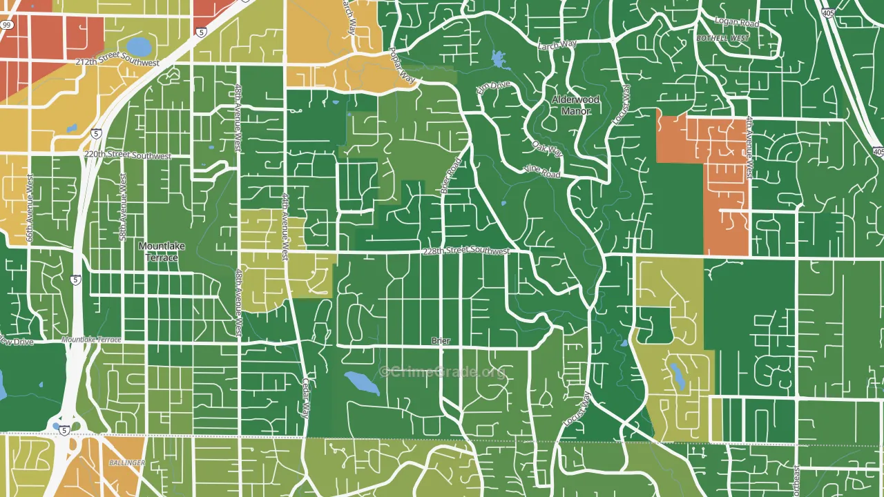 Brier, WA Map of Burglary Rates
