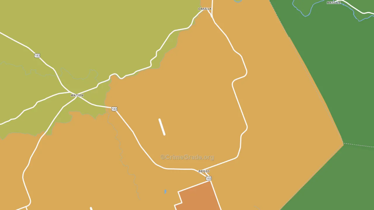 Briggs, TX Map of Burglary Rates