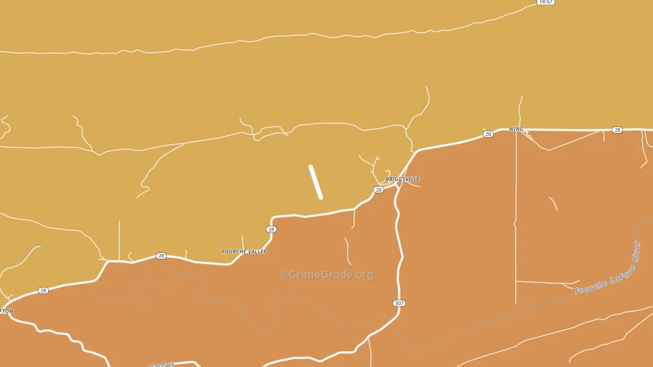 Briggsville, AR Map of Burglary Rates