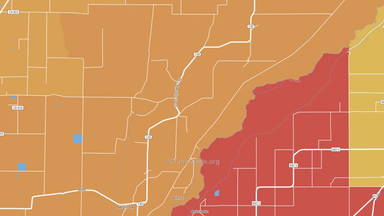 Brighton, AR Map of Burglary Rates