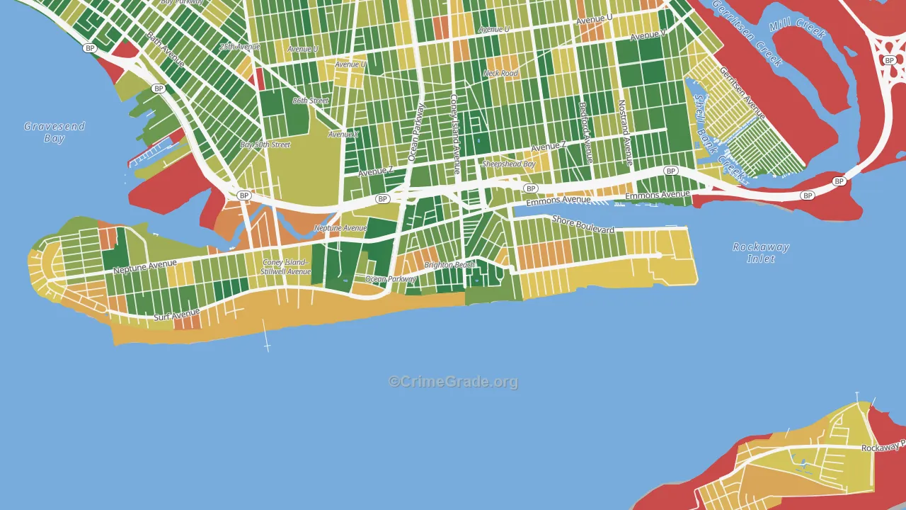 Brighton Beach, Brooklyn, NY Map of Burglary Rates