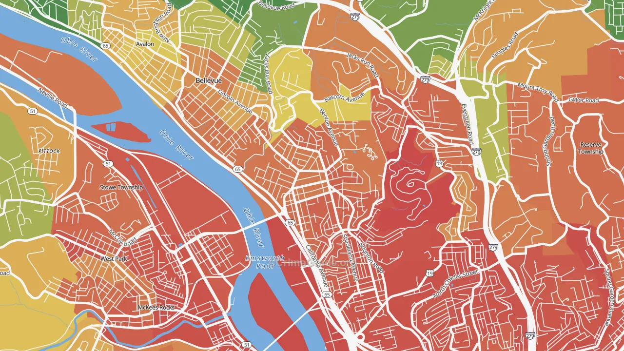Brighton Heights, Pittsburgh, PA Map of Burglary Rates