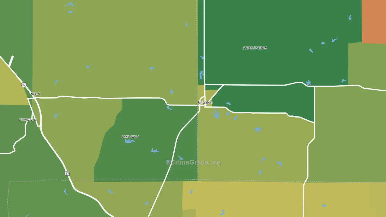 Brighton, IL Map of Burglary Rates