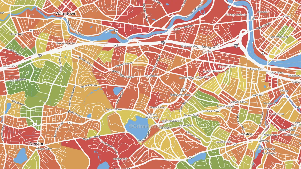 Brighton, MA Map of Burglary Rates