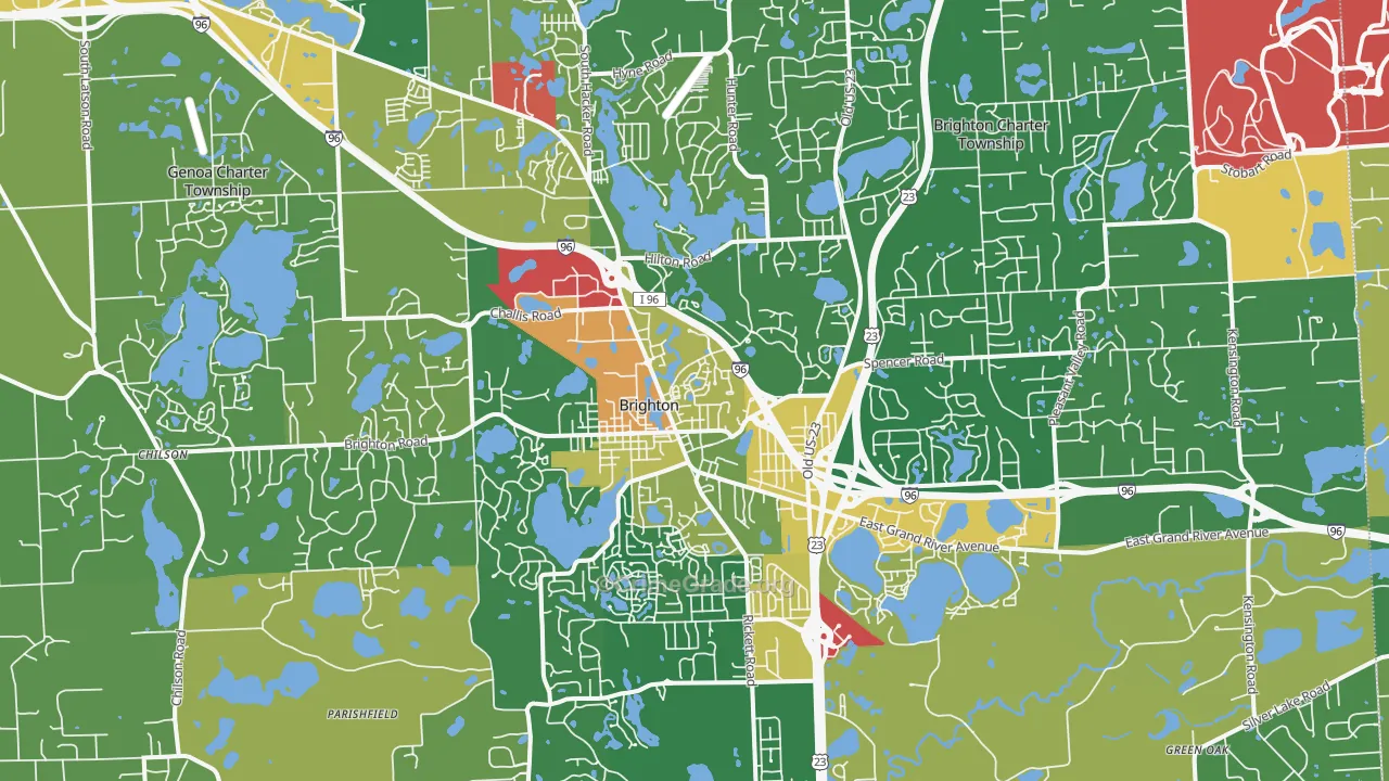 Brighton, MI Map of Burglary Rates