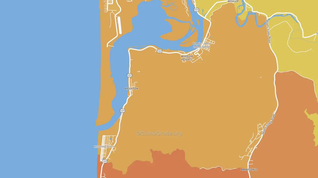 Brighton, OR Map of Burglary Rates