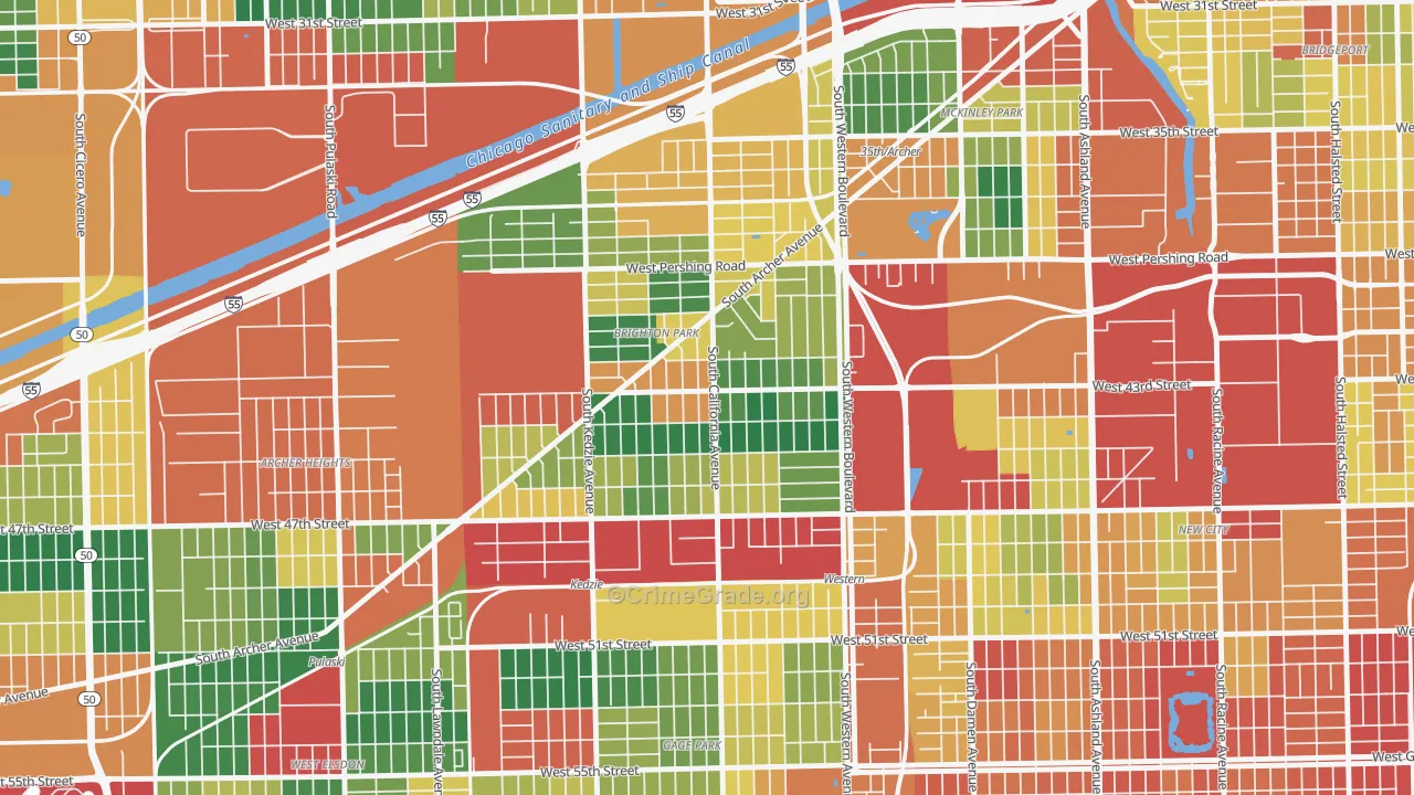 Brighton Park, Chicago, IL Map of Burglary Rates