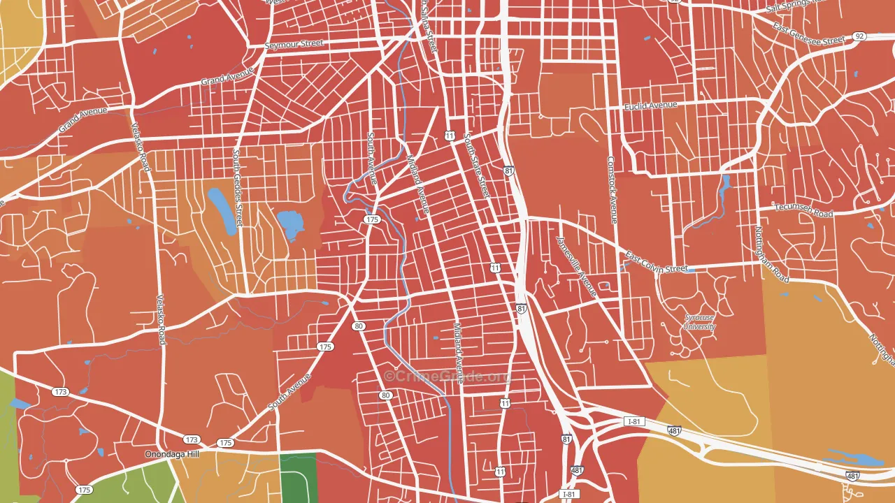 Brighton, Syracuse, NY Map of Burglary Rates