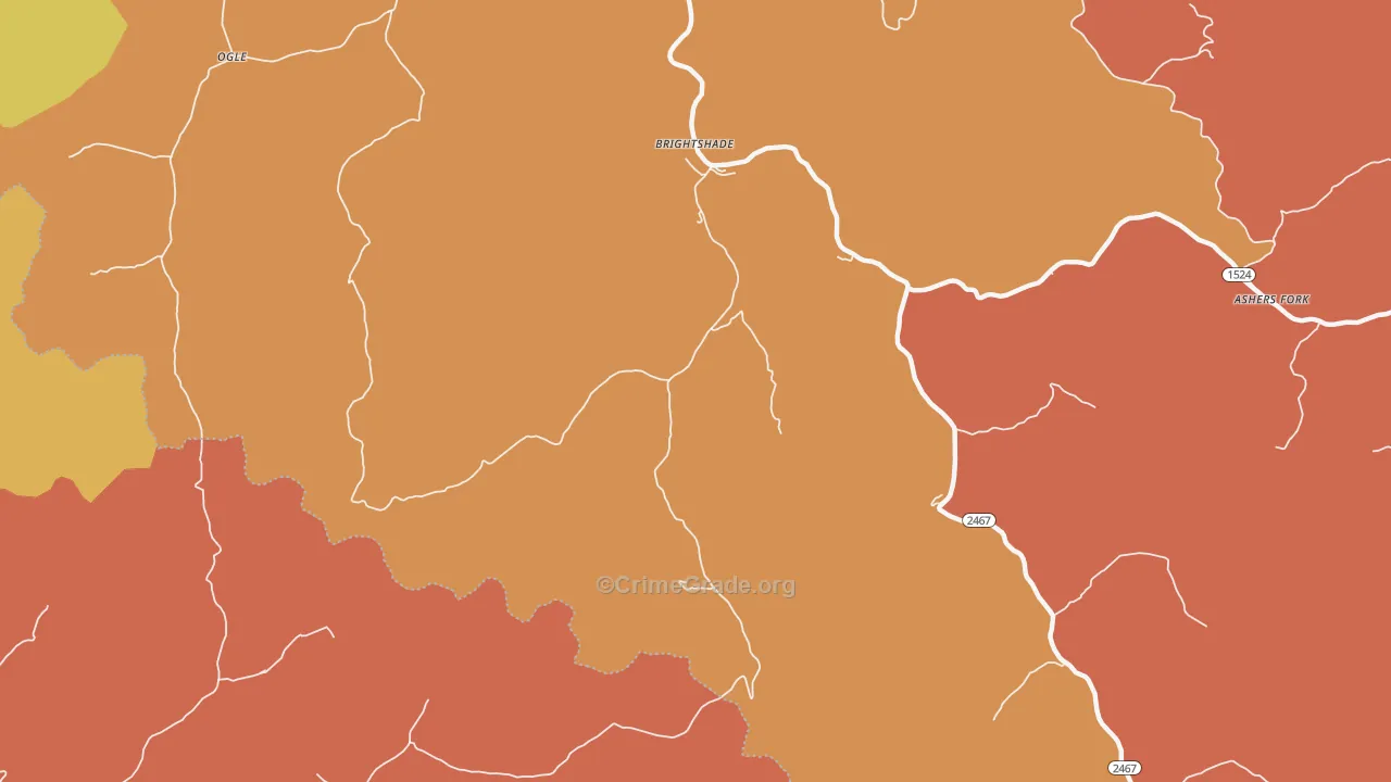 Brightshade, KY Map of Burglary Rates