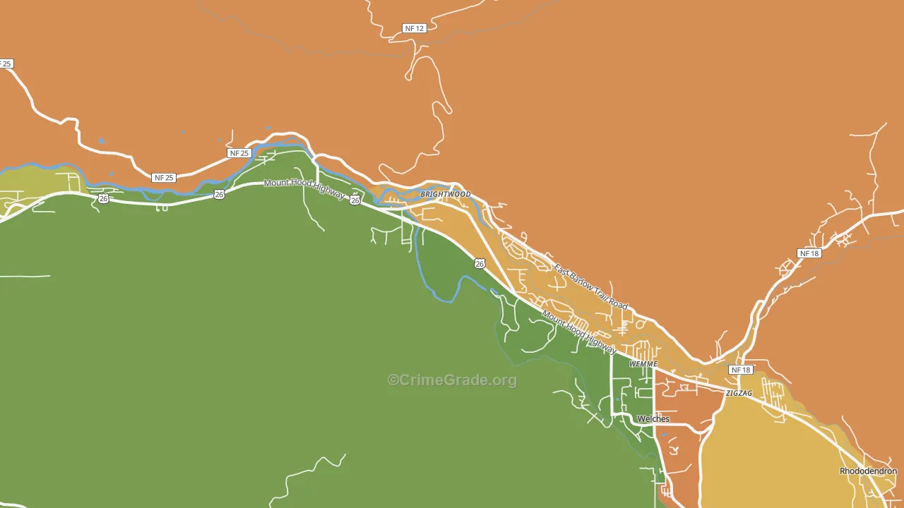 Brightwood, OR Map of Burglary Rates