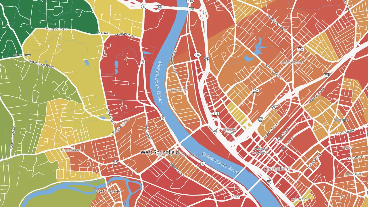 Brightwood, Springfield, MA Map of Burglary Rates