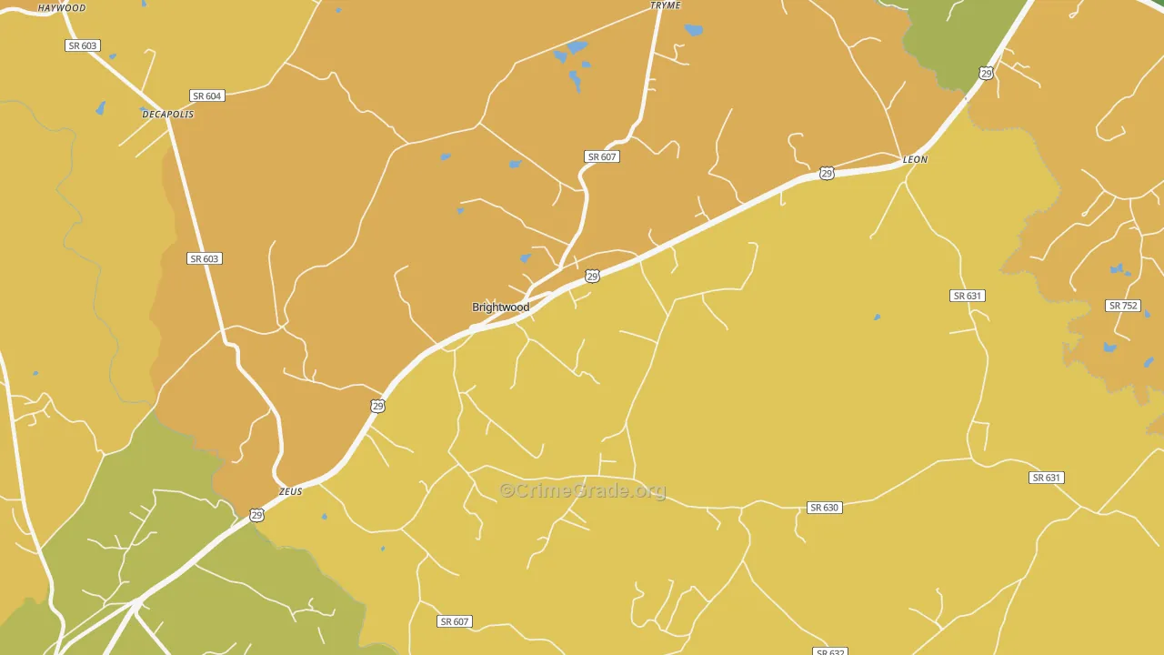 Brightwood, VA Map of Burglary Rates