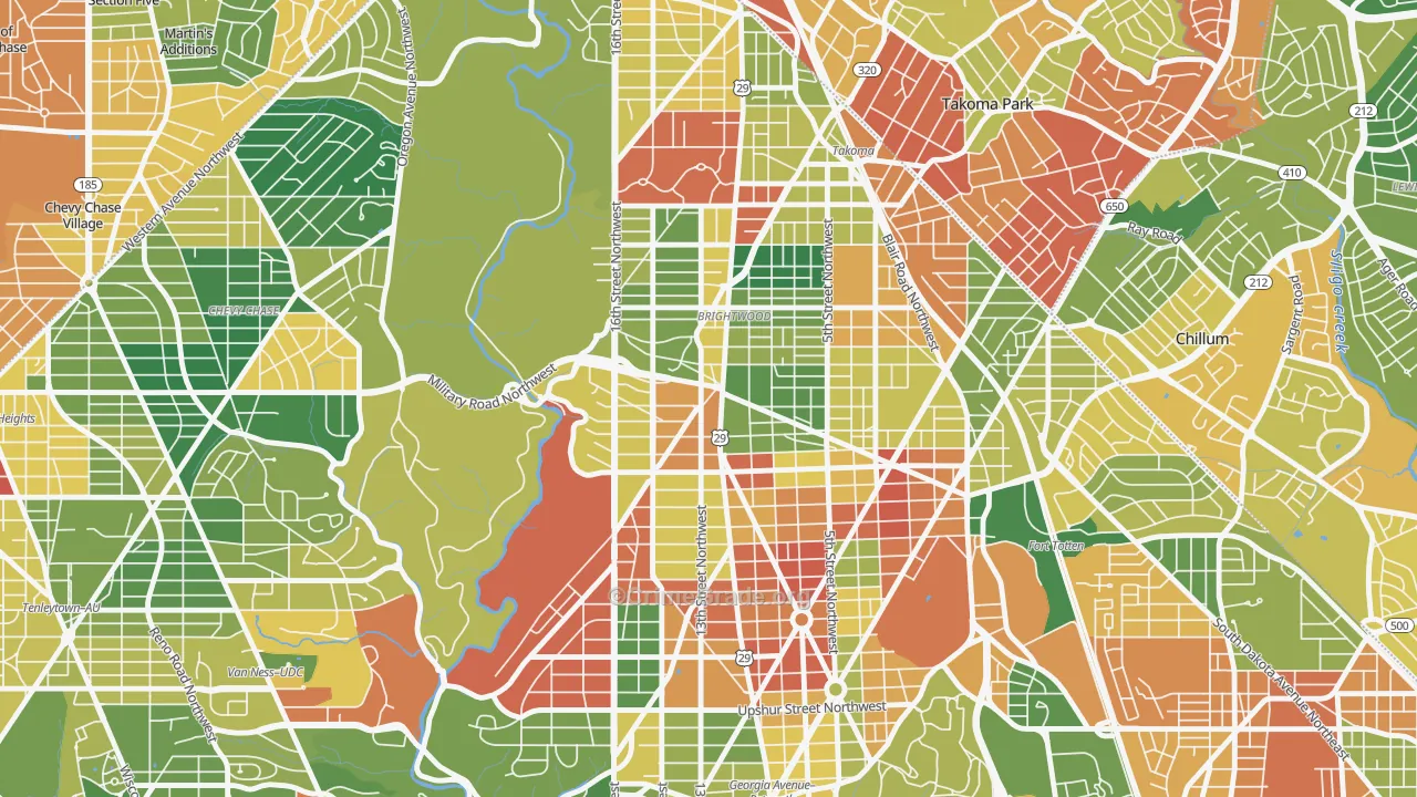 Brightwood, Washington, DC Map of Burglary Rates
