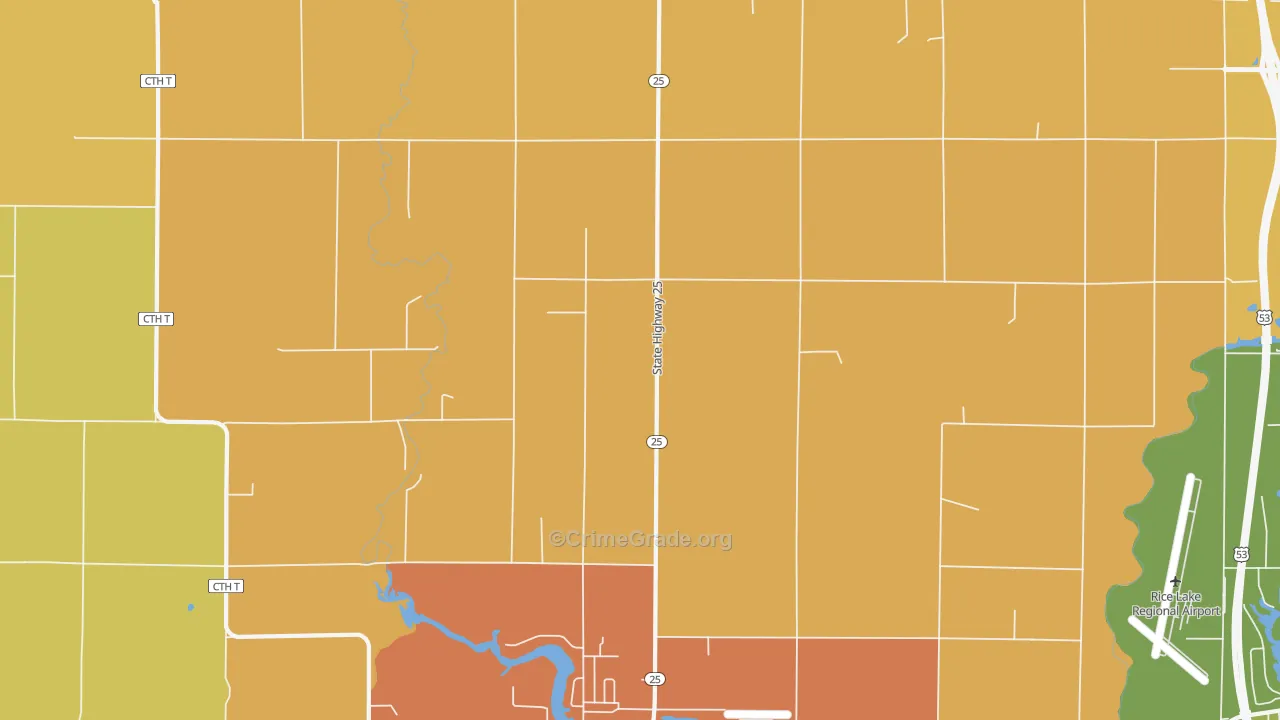 Brill, WI Map of Burglary Rates