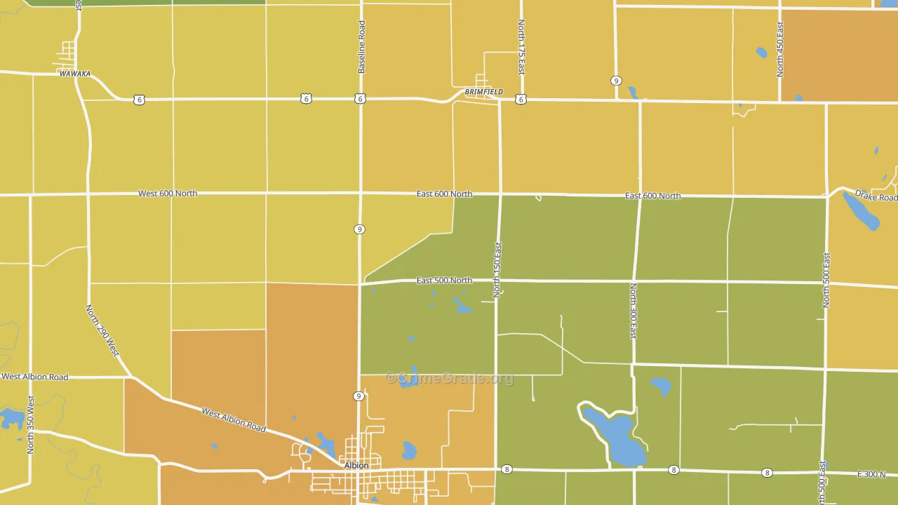 Brimfield, IN Map of Burglary Rates