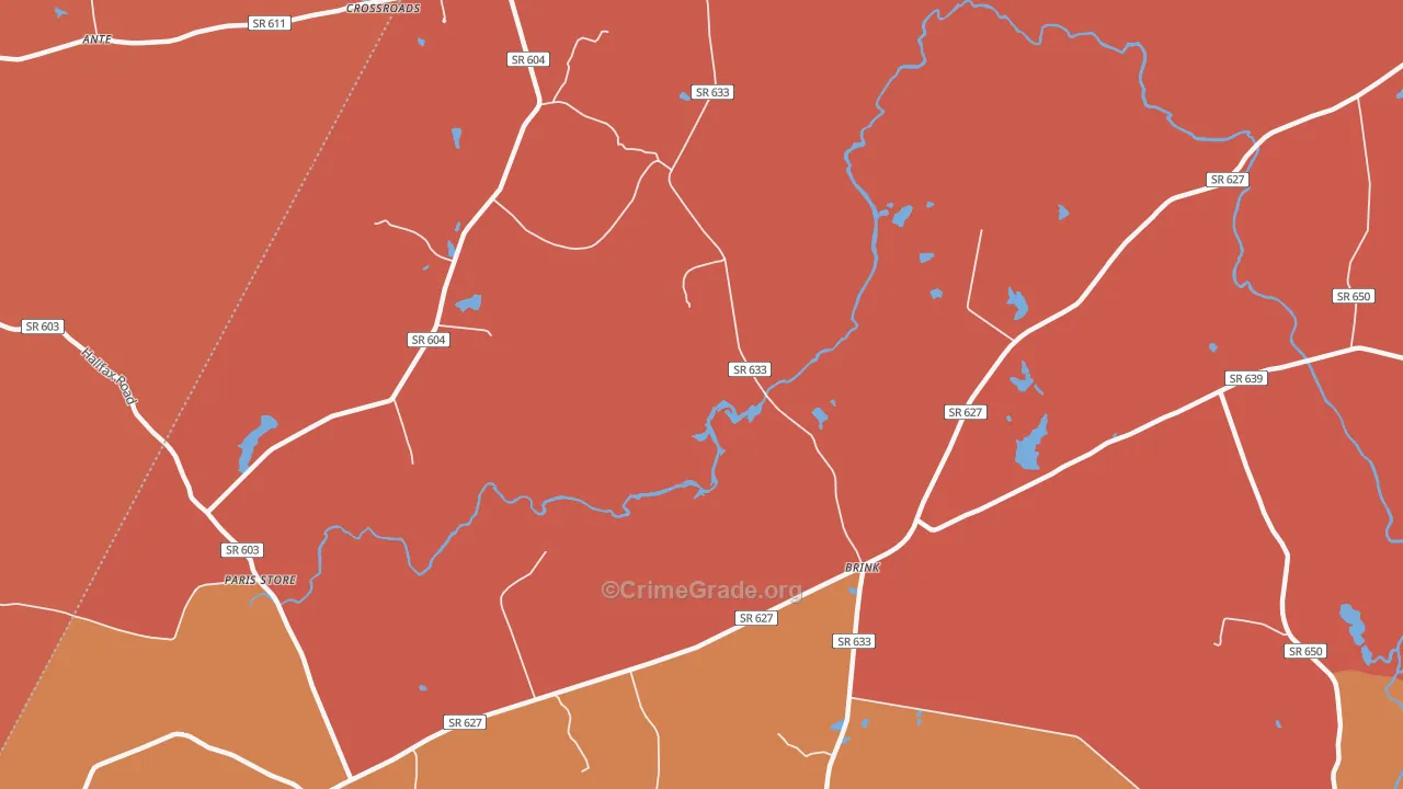 Brink, VA Map of Burglary Rates