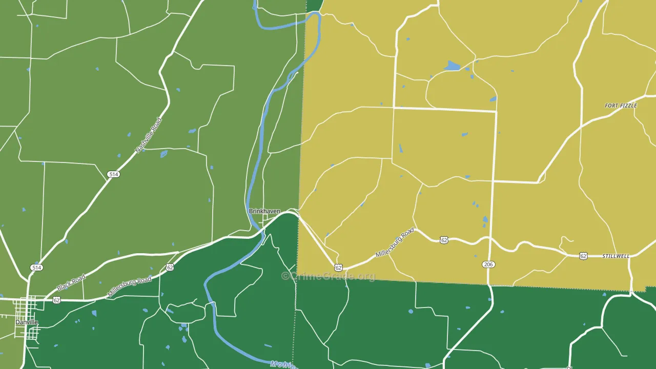 Brinkhaven, OH Map of Burglary Rates