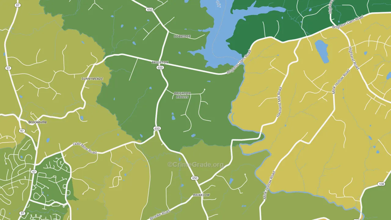 Brinklow, MD Map of Burglary Rates